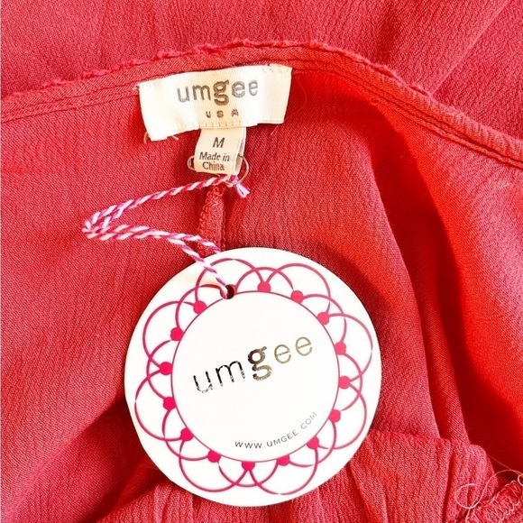 UMGEE NWT Boho V Neck Frayed Hem Dress Size Medium in Coral - Picture 12 of 13
